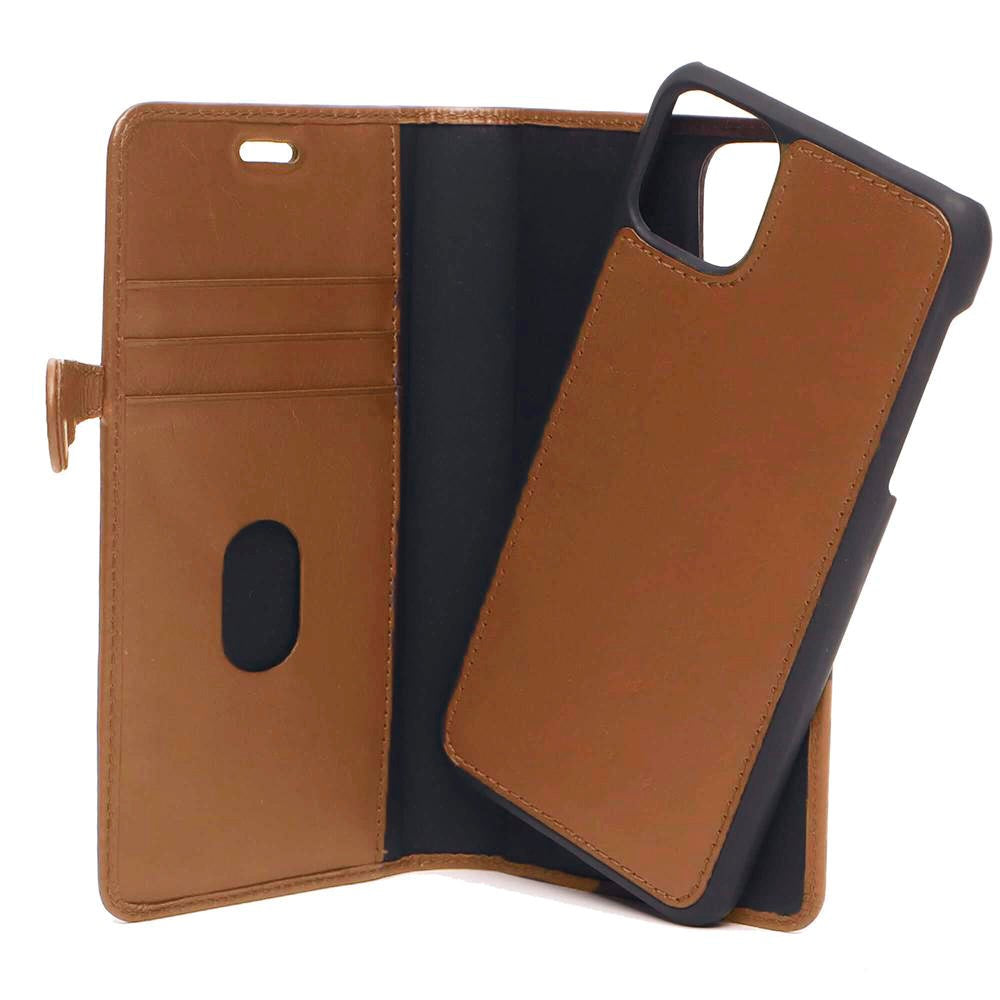 iPhone 11 Pro Buffalo Genuine Leather Magnet Wallet Case Cognac