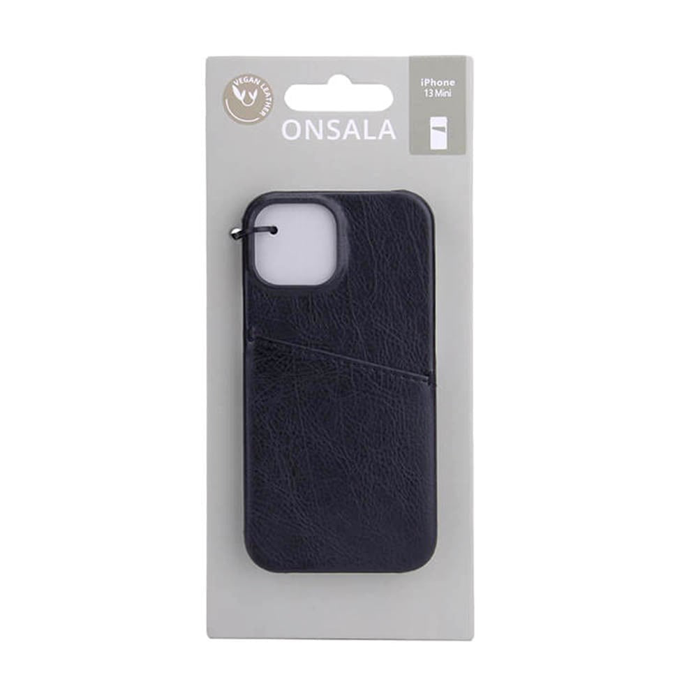 iPhone 13 Mini Onsala Collection Leather Case w. Card pocket - Black