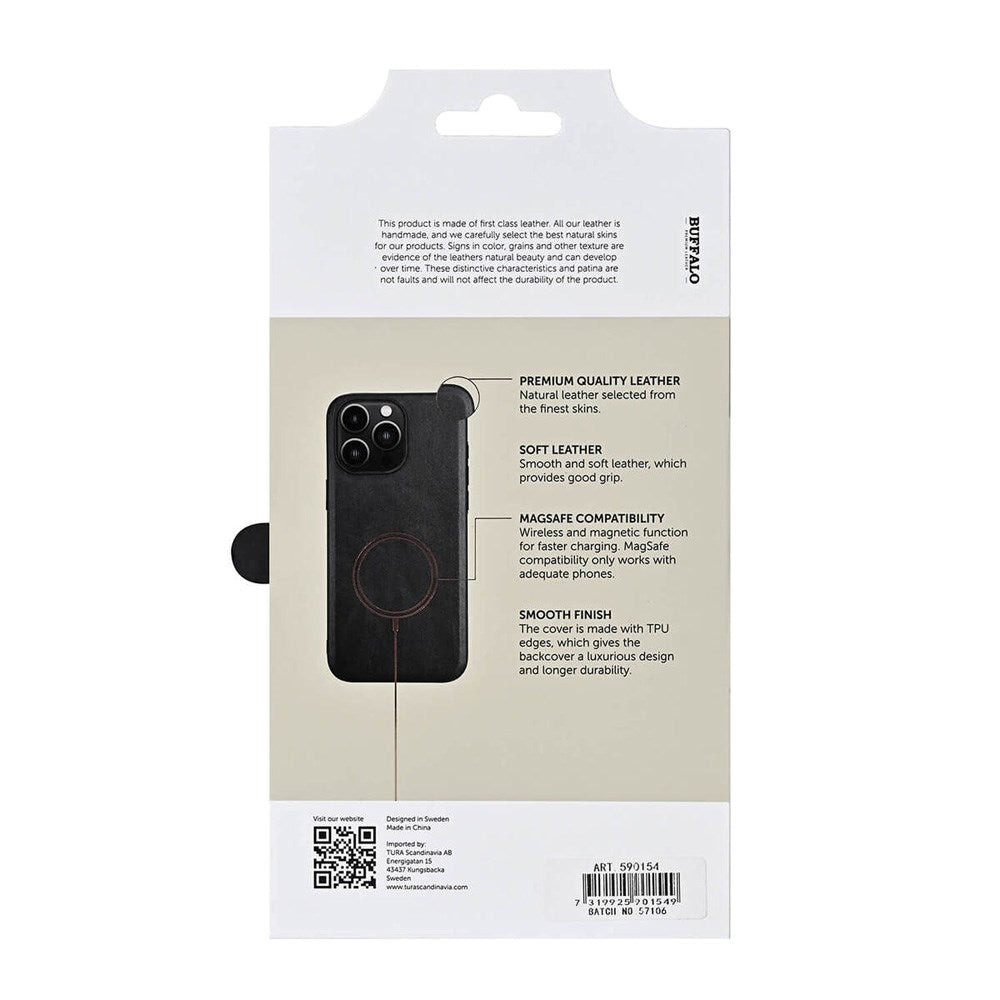 iPhone 16 Pro Max Buffalo Genuine Leather Case - MagSafe Compatible - Black