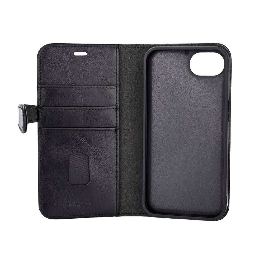 iPhone 16e Buffalo 2-in-1 Genuine Leather Flip Case - Black