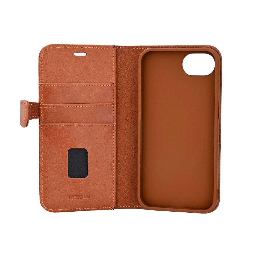 iPhone 16e Buffalo 2-in-1 Genuine Leather Flip Case - Brown