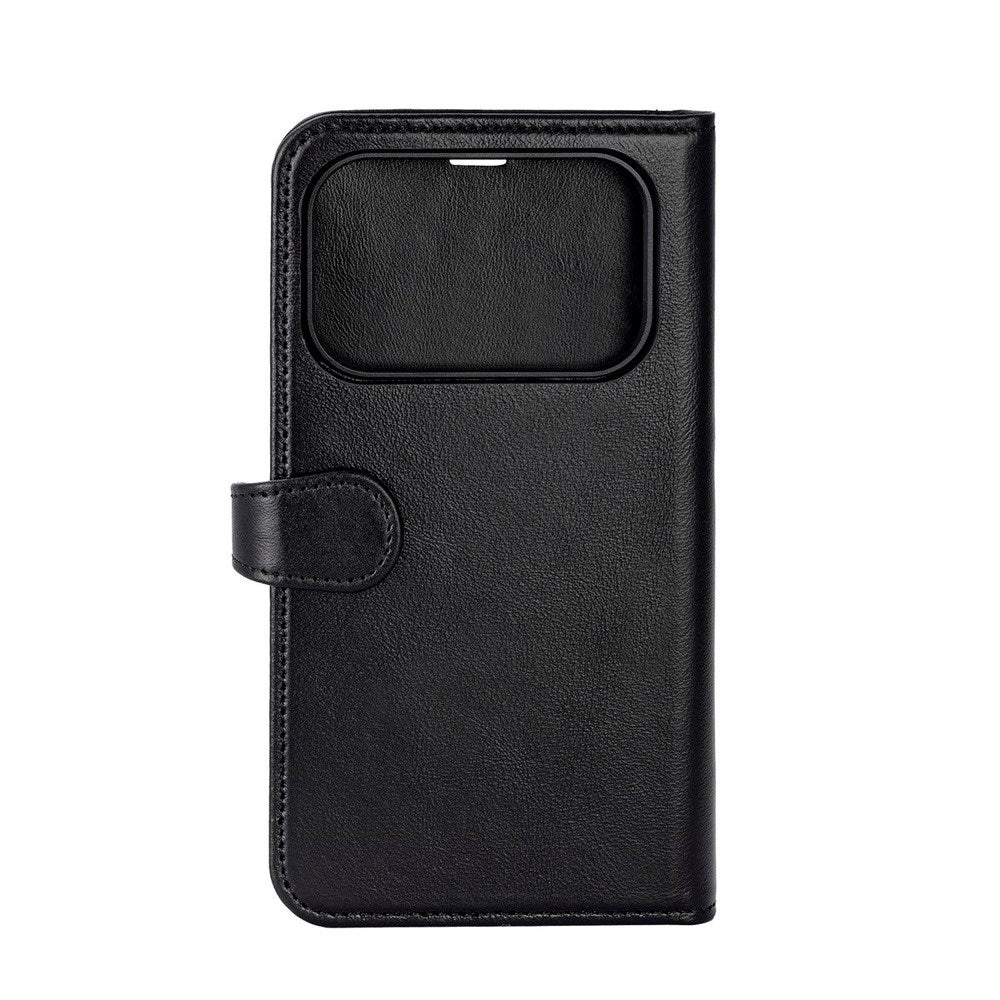 iPhone 17 Pro Max Buffalo 2-in-1 Genuine Leather Flip Case - Black