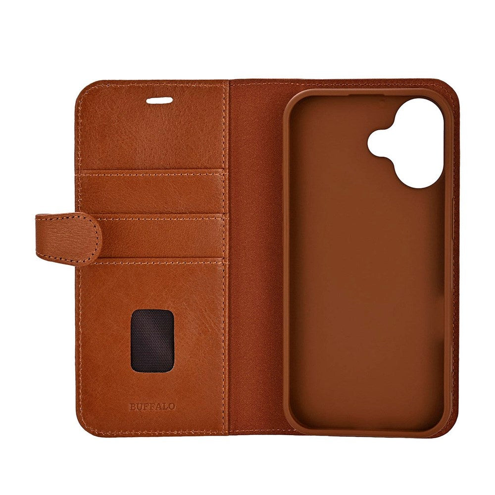 iPhone 17 Buffalo 2-in-1 Genuine Leather Flip Case - Brown