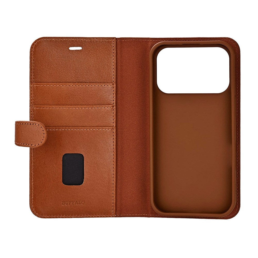iPhone 17 Pro Buffalo 2-in-1 Genuine Leather Flip Case - Brown