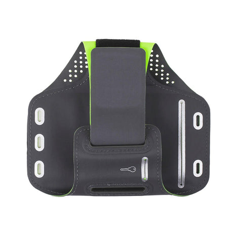 GEAR Universal Running Armband for Mobile with Pocket for Key & Reflective Edge (Max. Mobile: 70 x 145mm) - Grey / Green