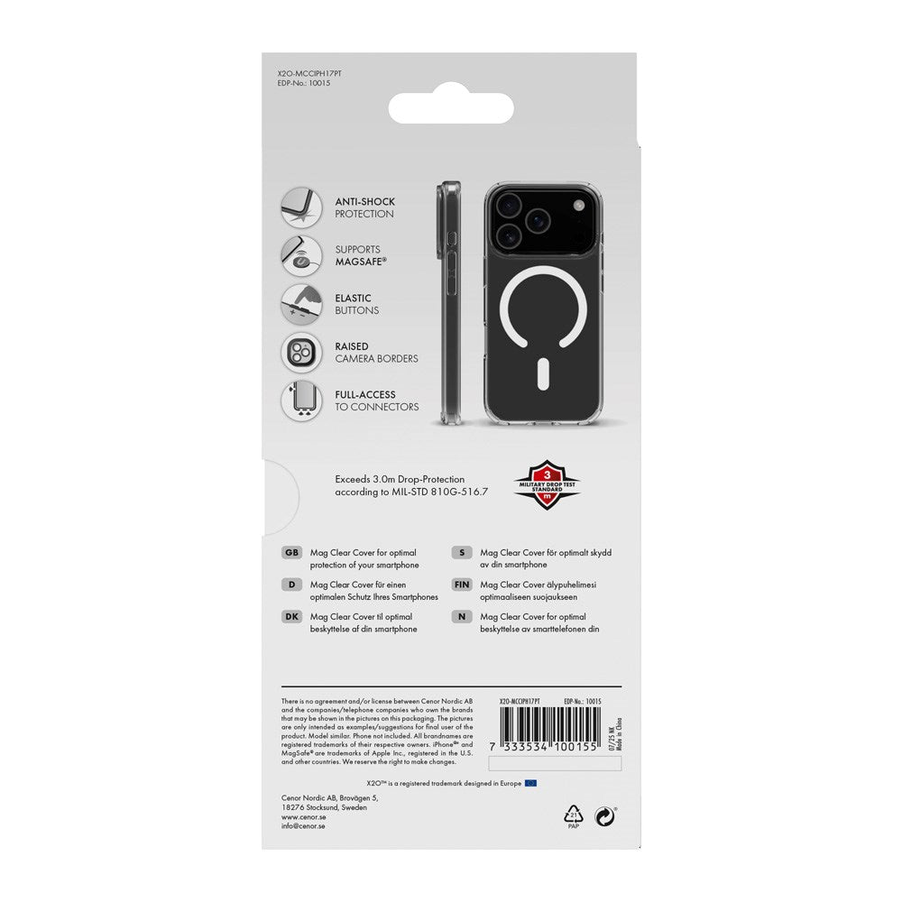 X2O iPhone 17 Pro Mag Clear Case - MagSafe Compatible - Transparent