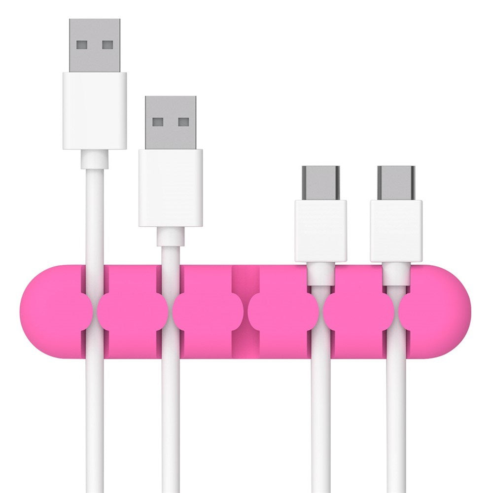 Self-Adhesive Cable Organizer - 5 x Holders - Pink
