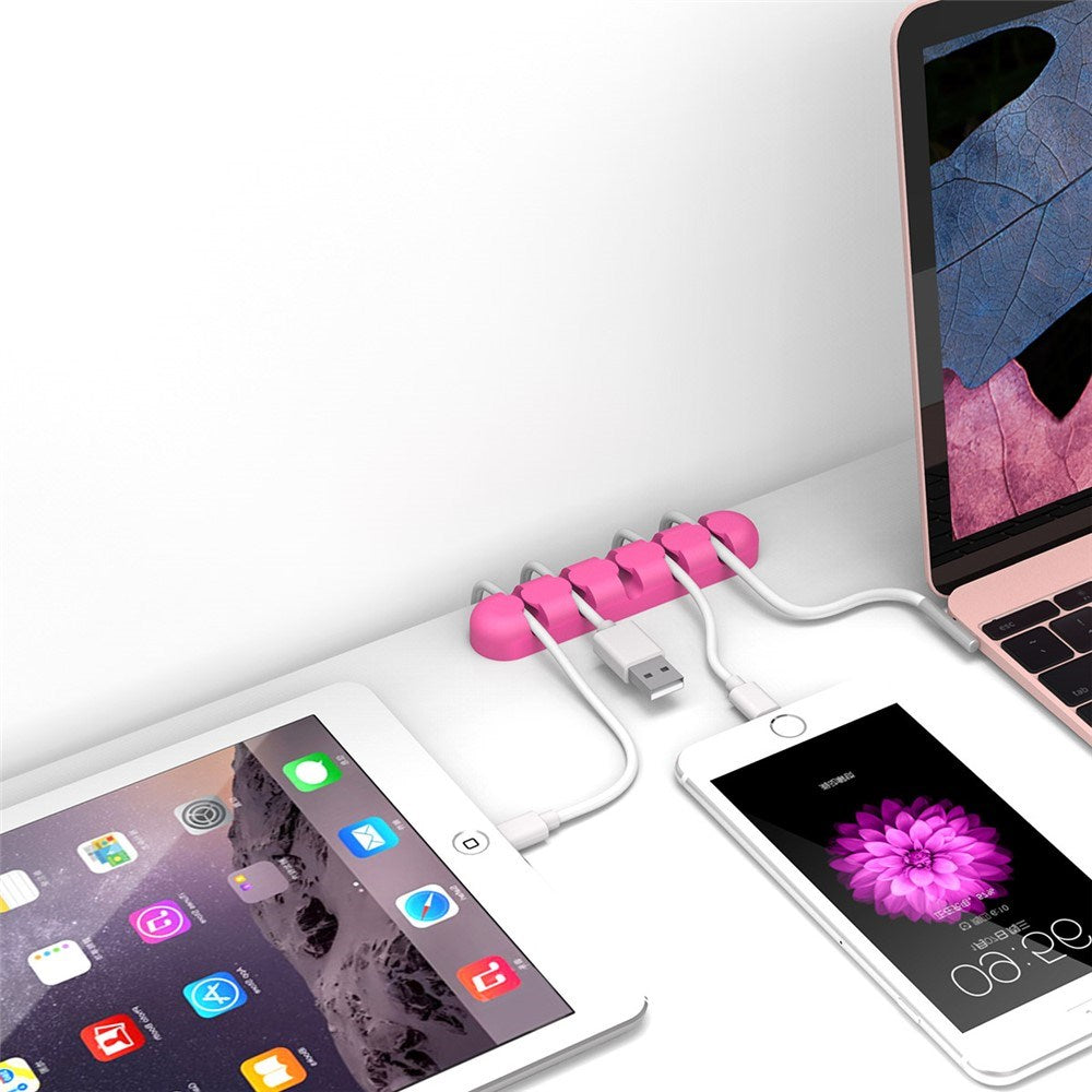 Self-Adhesive Cable Organizer - 5 x Holders - Pink