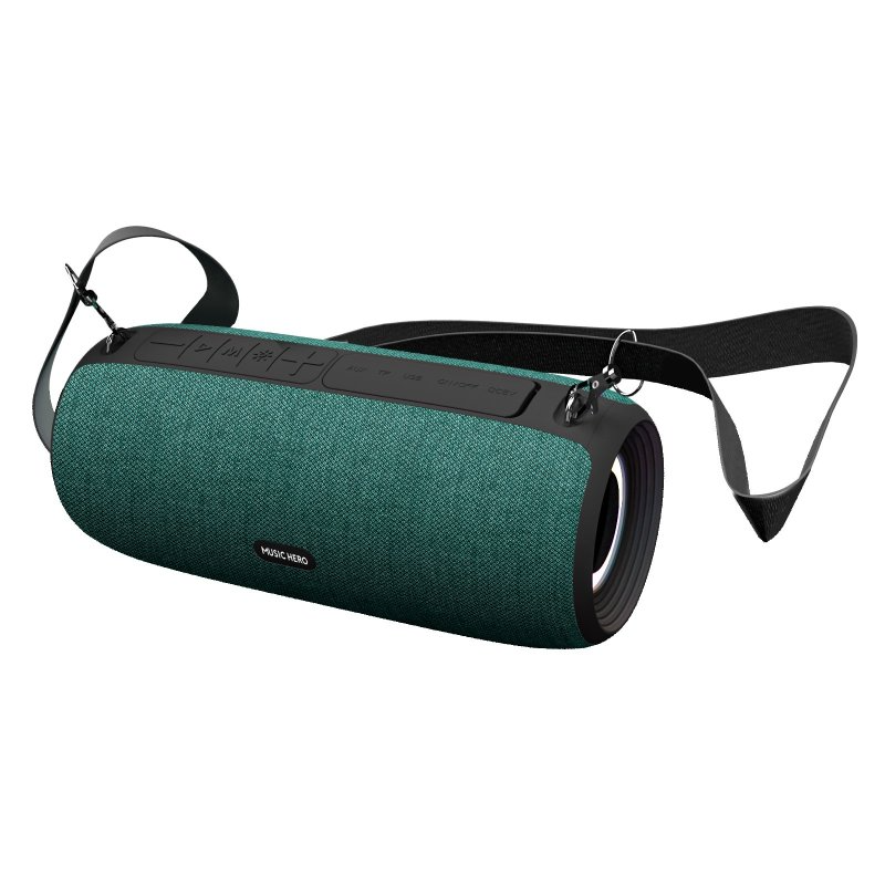 Wireless Speaker 10W with Integrated Controls and Shoulder Strap – Black / Green