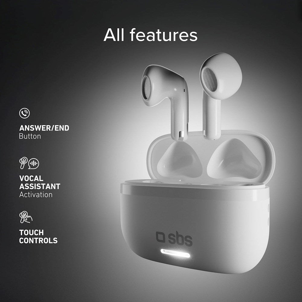 SBS Air Space True Wireless In-Ear Headphones with Active Noise Cancelling - White