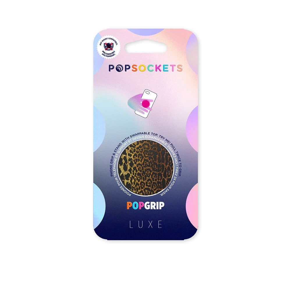 POPSOCKETS PopGrip Original Embossed Metal Leopard Removable Grip with Stand Function