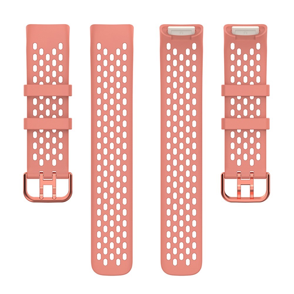 Fitbit Charge 6 / 5 Silicone Strap w. Holes - Pink