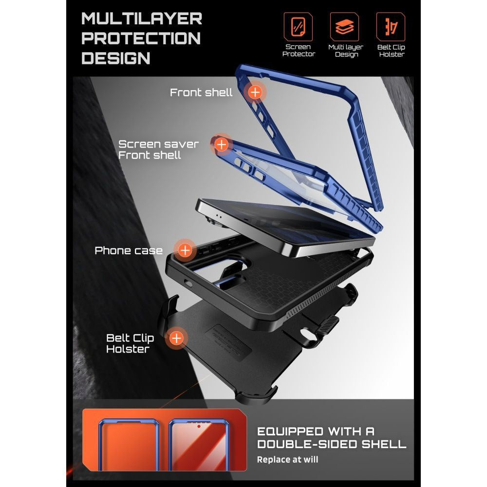Samsung Galaxy S26 Ultra SUPCASE Unicorn Beetle Pro Mag Case with 2x Front Frame - MagSafe Compatible - Blue