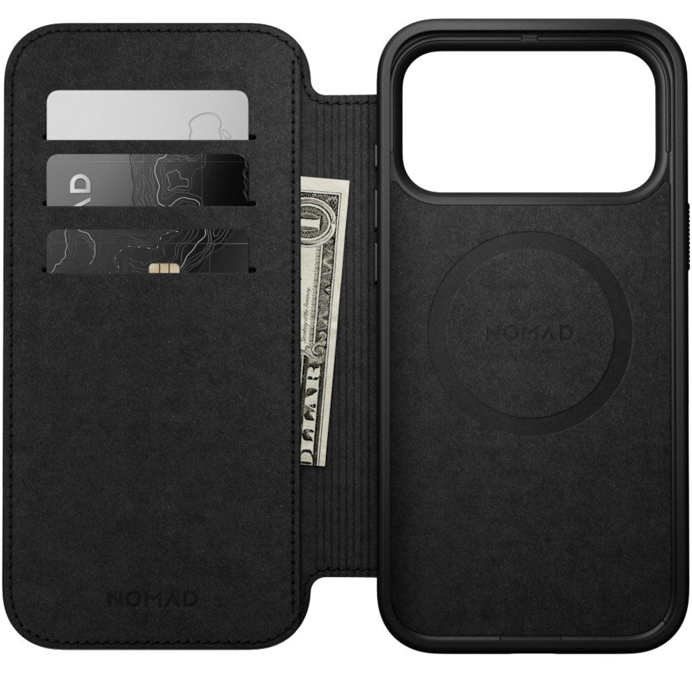 iPhone 18 Pro Max Nomad Modern Leather Folio Case - MagSafe Compatible - Black