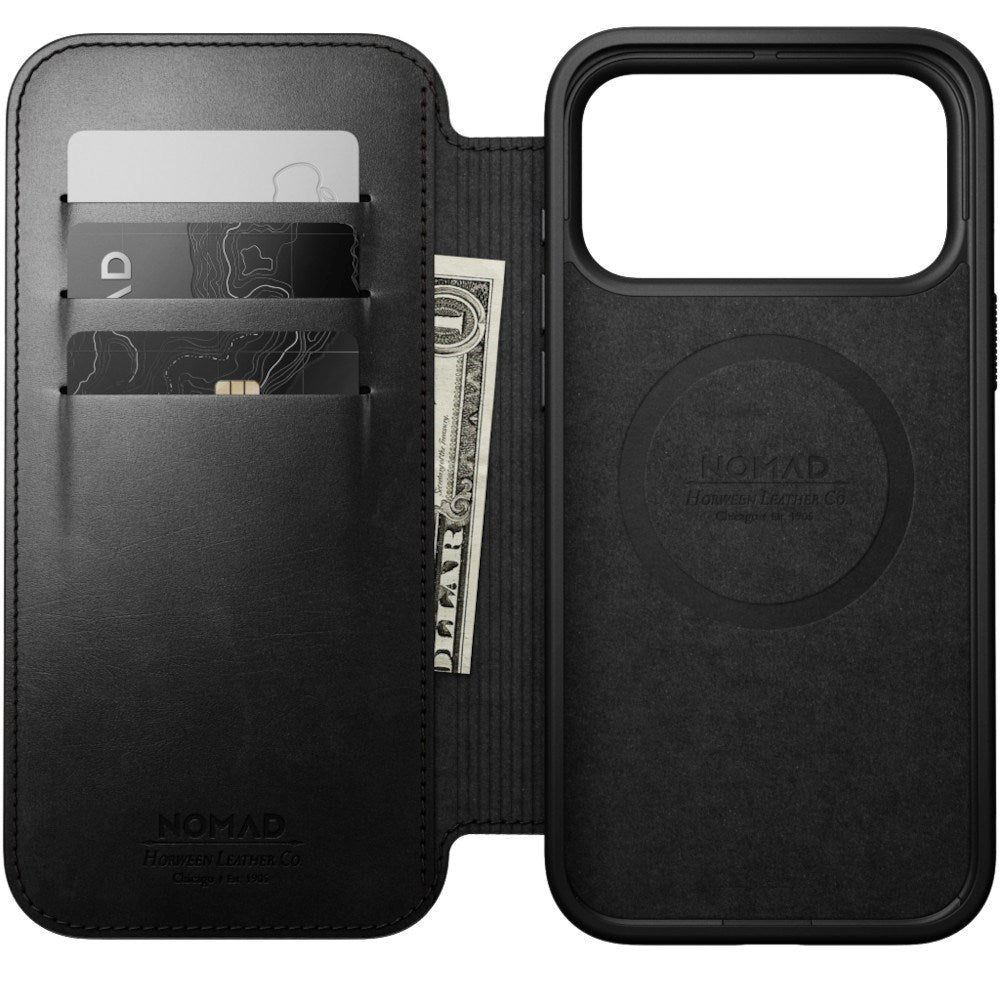 iPhone 18 Pro Nomad Modern Horween Leather Folio Case - MagSafe Compatible - Black