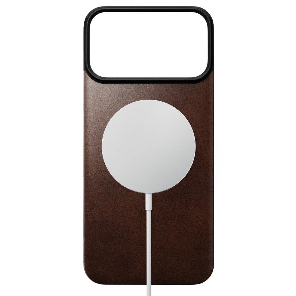 iPhone 18 Pro Nomad Magnetic Horween Leather Back Case - MagSafe Compatible - Rustic Brown