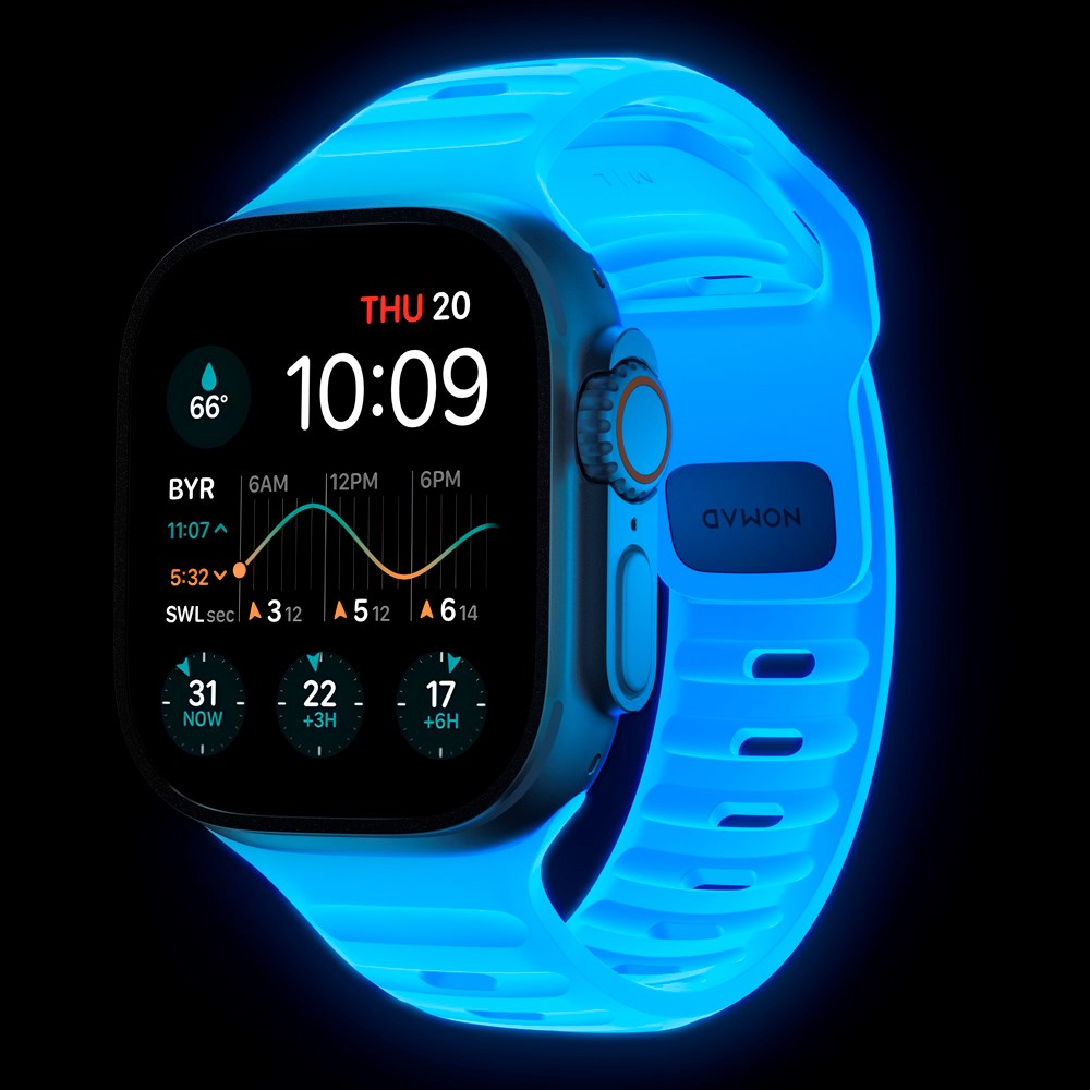 Nomad Apple Watch (42/44/SE/45/46/49mm) Sport Band Strap - Icy Blue Glow