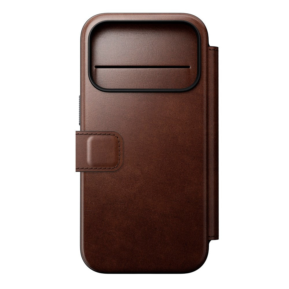Nomad iPhone 17 Pro Modern Horween Leather Folio Case - MagSafe Compatible - Rustic Brown