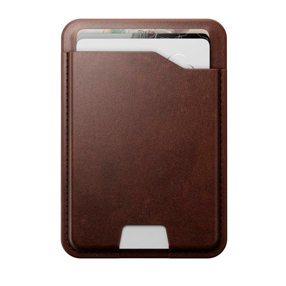 Nomad Horween Leather Mag Wallet with Apple Find My - MagSafe Compatible - Rustic Brown