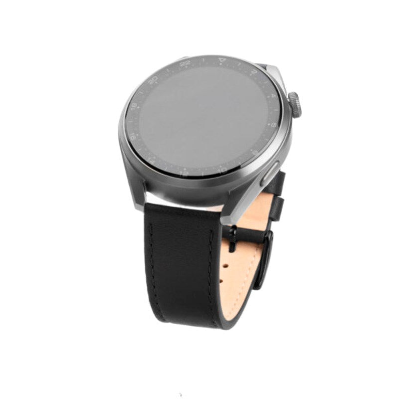 Fixed Universal Smartwatch Genuine Leather Strap (20mm) - Black