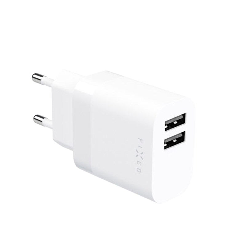 Fixed Wall Charger with 2x USB-A / 1x USB-C Cable 17W - 1m - White