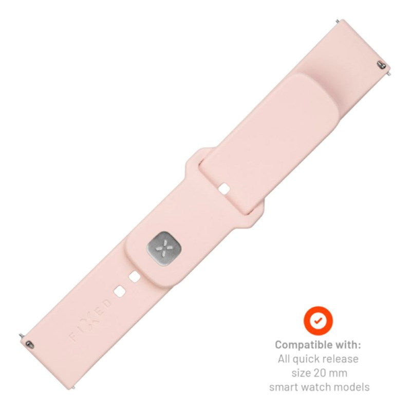 Fixed Universal Smartwatch Sporty Silicone Strap (20mm) - Pink