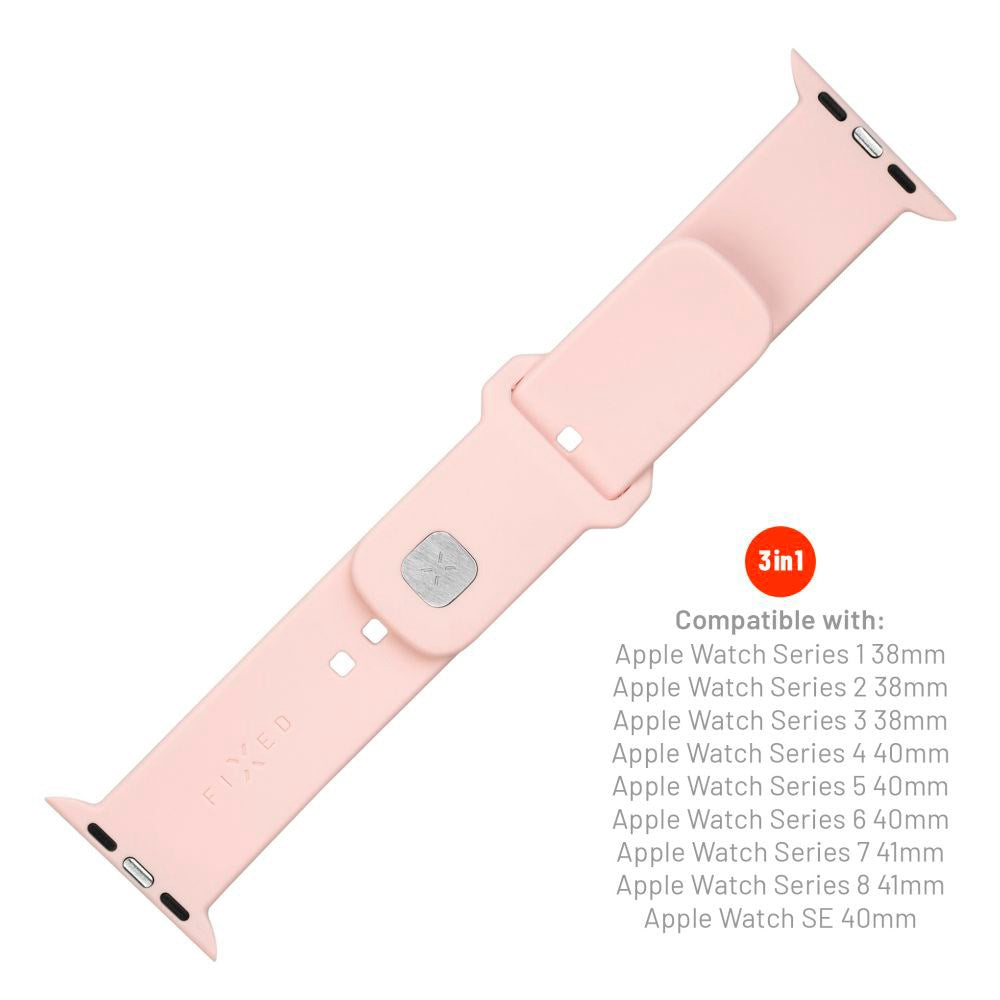 Fixed Apple Watch (38/40/SE/41/42mm) Sporty Silicone Strap Set - Pink