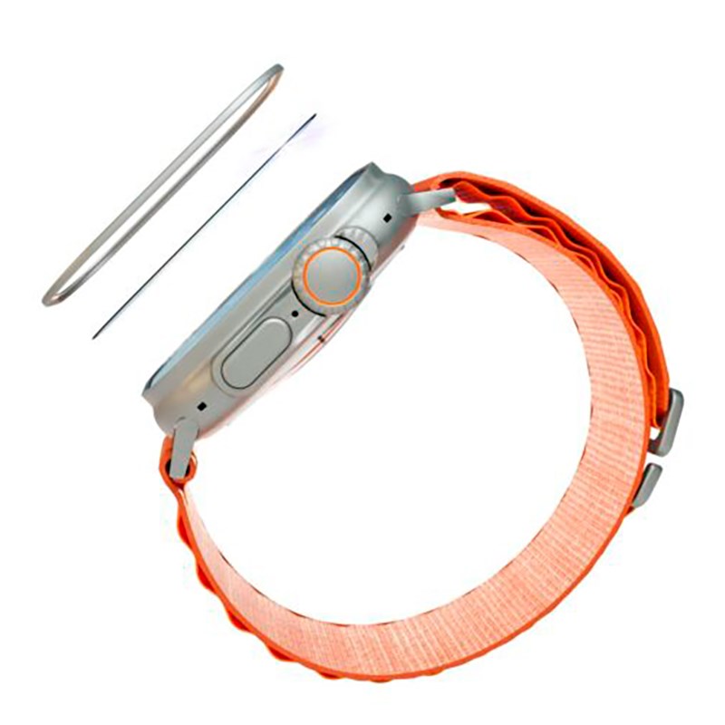 Apple Watch Ultra 3/2/1 (49mm) Fixed Sapphire Glass Screen Protector w. Metal Frame - Transparent