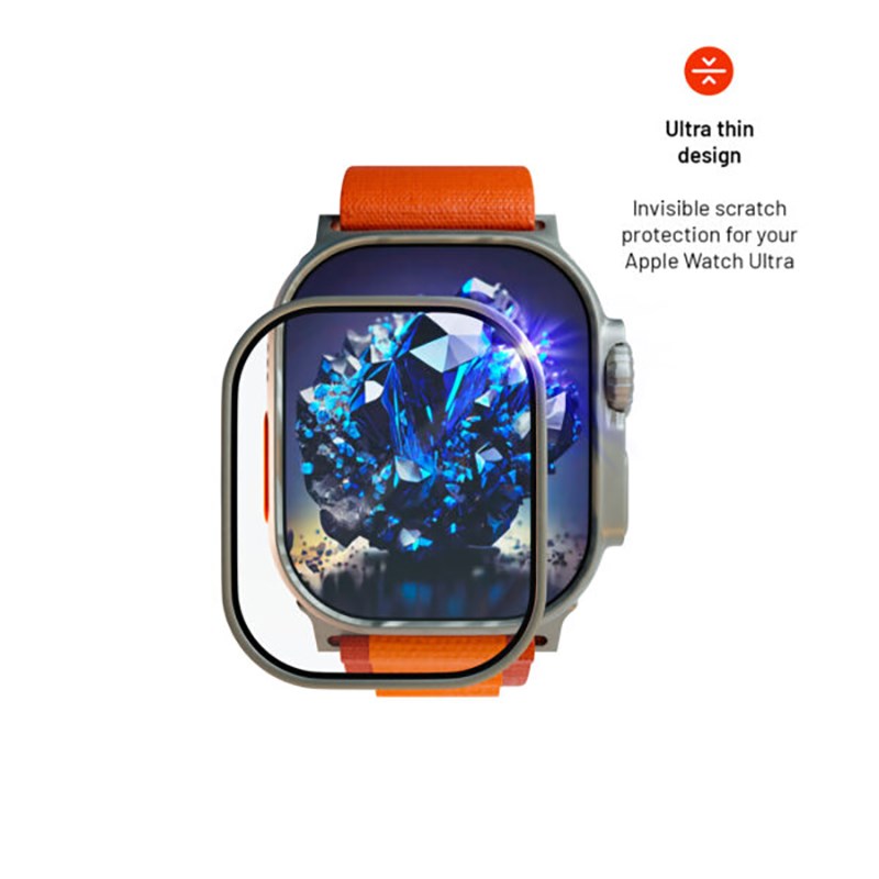 Apple Watch Ultra 3/2/1 (49mm) Fixed Sapphire Glass Screen Protector w. Metal Frame - Transparent