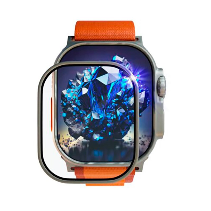 Apple Watch Ultra 3/2/1 (49mm) Fixed Sapphire Glass Screen Protector w. Metal Frame - Transparent