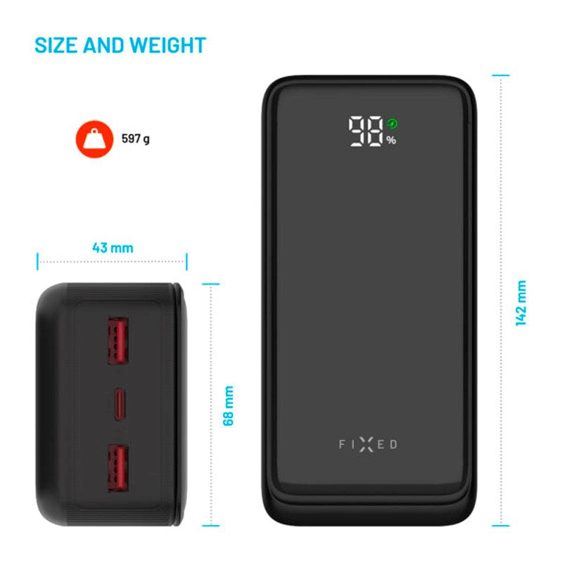 Fixed Zen2 30 - 20W PowerBank 30.000 mAh - Black