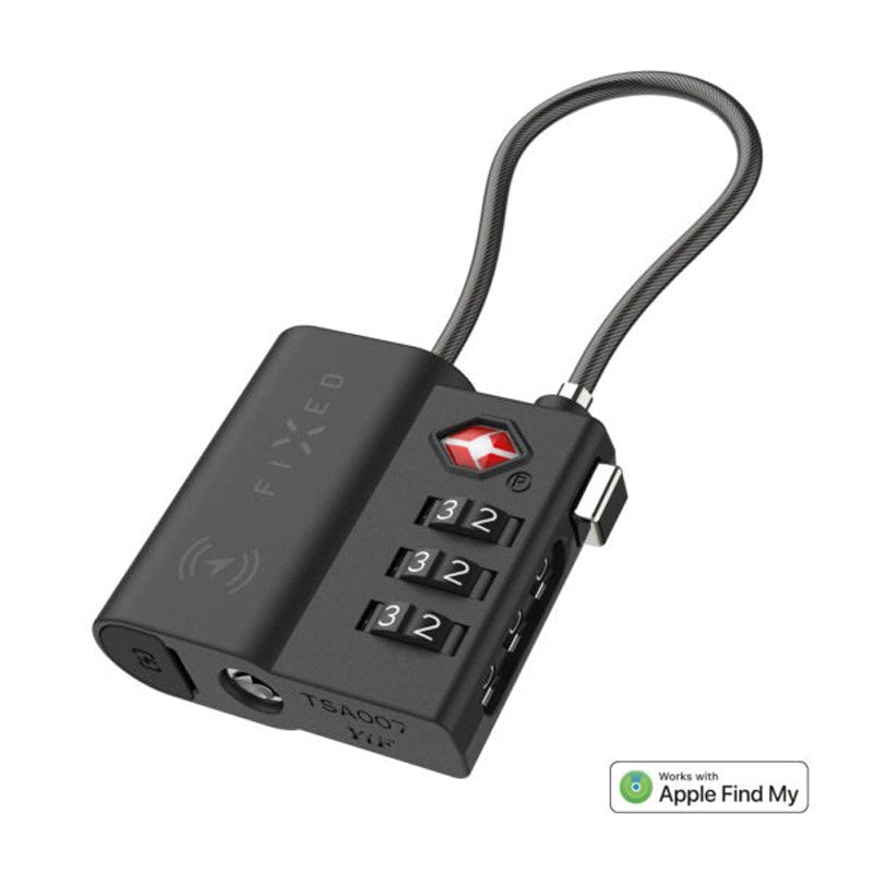 Fixed GPS & Bluetooth Tracker - TSA Approved Padlock - Apple Find My Compatible - Black