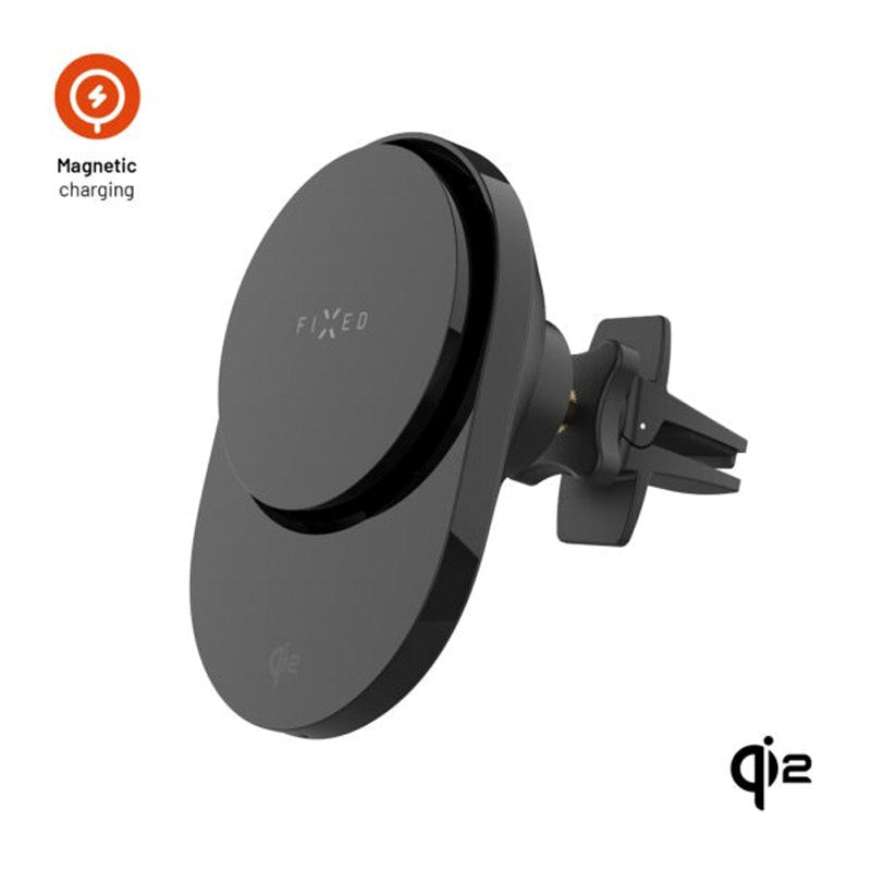 Fixed Magnetic Car Phone Holder - 15W Wireless Charging - MagSafe / Qi2 Compatible - Black