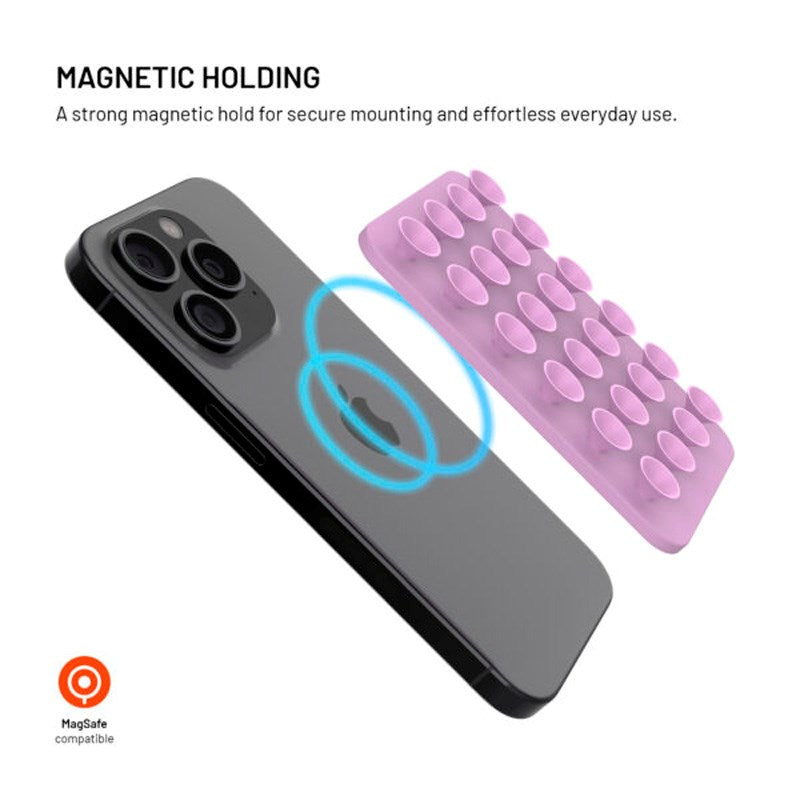 Fixed MagMate Phone Holder - Silicone Suction Cup - MagSafe Compatible - Pink