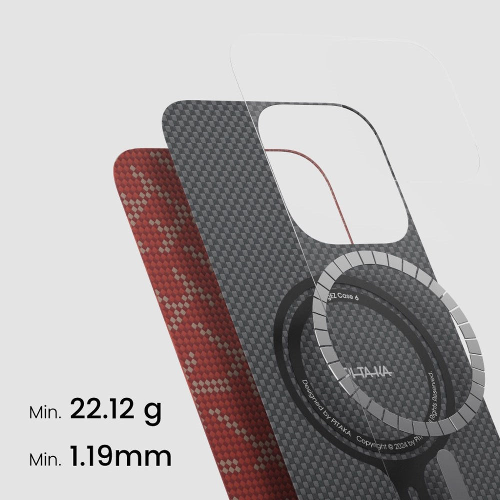 iPhone 16 Pro PITAKA Tactile Woven Case - MagSafe Compatible - Red / Gold