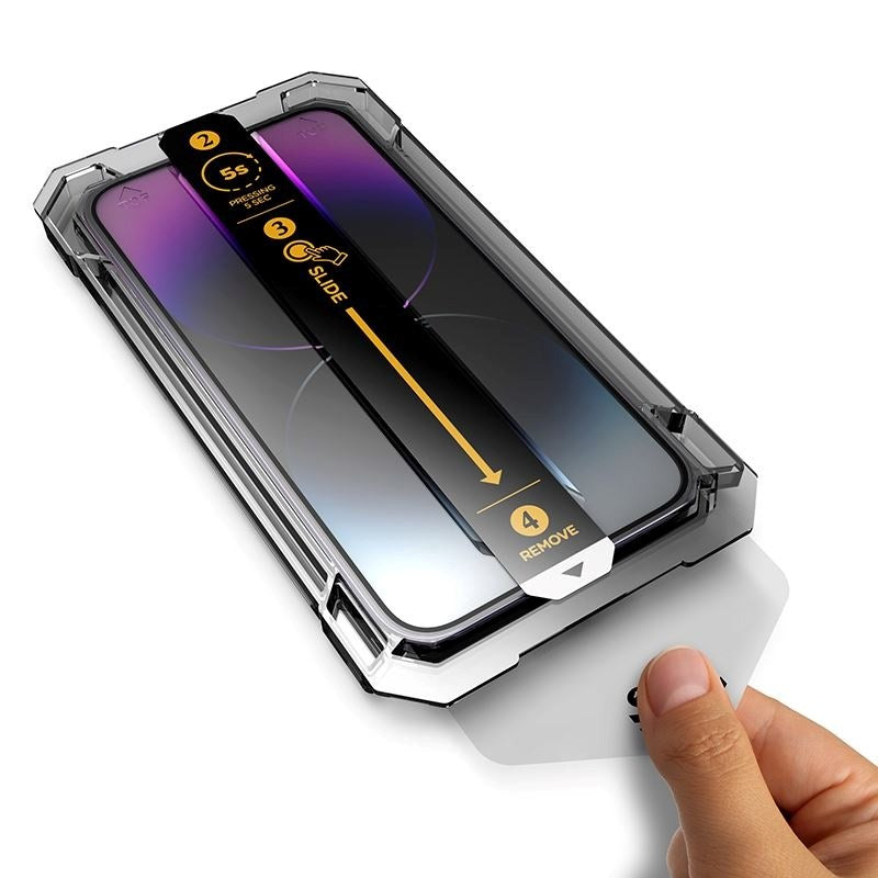 iPhone 16e / 14 / 13 / 13 Pro Mobile Origin Screen Protector Glass with Applicator - Transparent / Black Edge