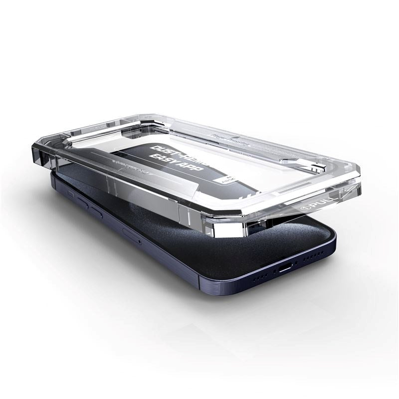 iPhone 15 Pro Mobile Origin Screen Protector Glass with Applicator - Transparent / Black Edge