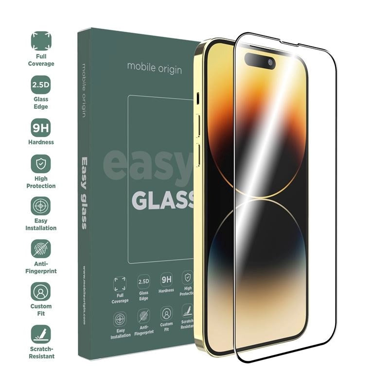 iPhone 14 Pro Max Mobile Origin EasyGlass Screen Protector - Transparent / Black Edge