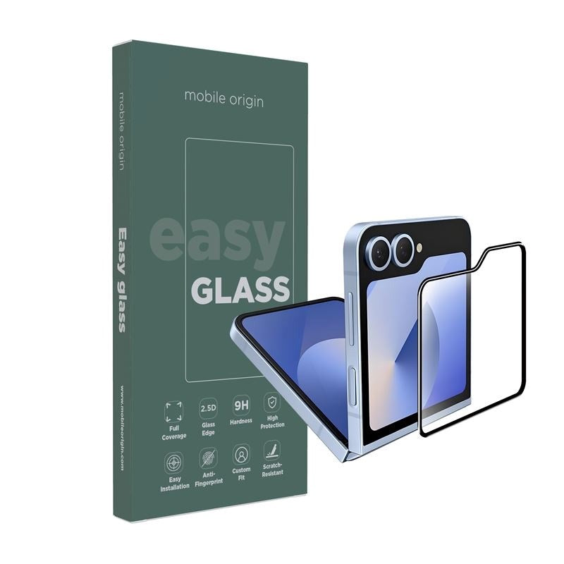 Samsung Galaxy Z Flip7 FE / Flip6 Mobile Origin EasyGlass Screen Protector - Transparent / Black Edge
