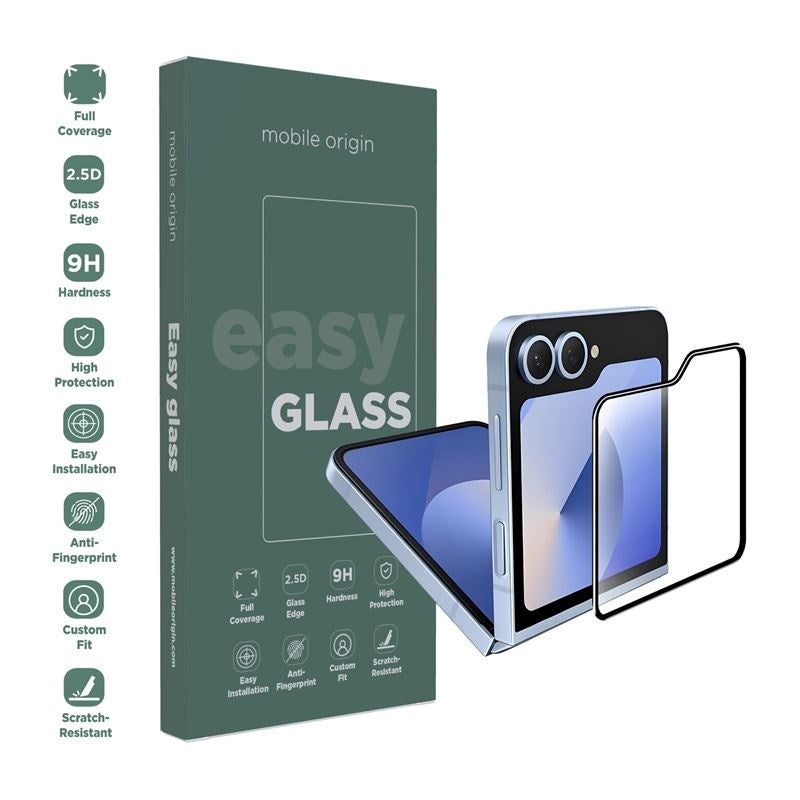Samsung Galaxy Z Flip7 FE / Flip6 Mobile Origin EasyGlass Screen Protector - Transparent / Black Edge