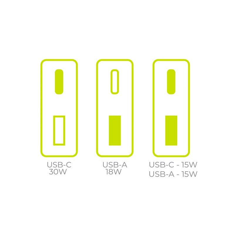 Mobile Origin MO16 30W Slim Wall Charger with 1x USB-C & 1x USB-A - White