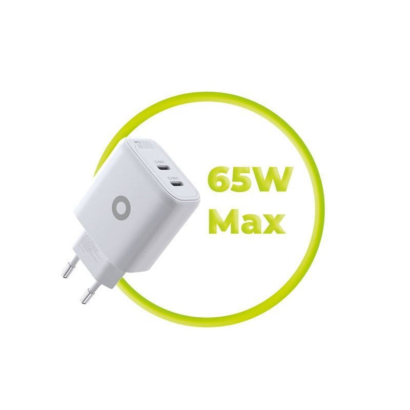 Mobile Origin GaN 65W Wall Charger with 2 x USB-C - White