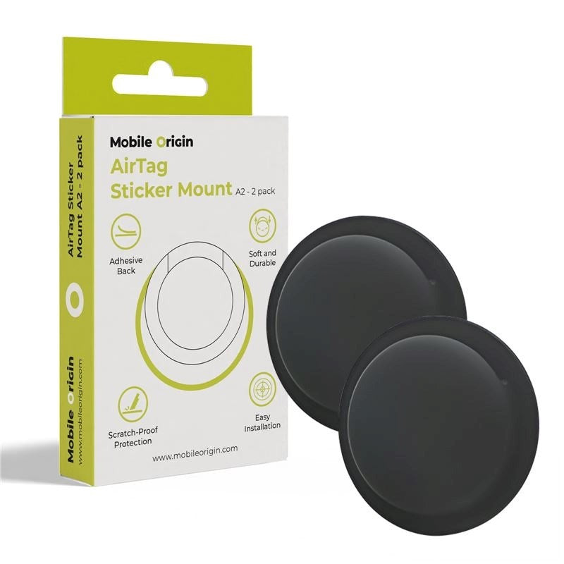 Mobile Origin Silicone AirTag 1. & 2. Gen. Holder with Adhesive Back - 2 pcs. - Black