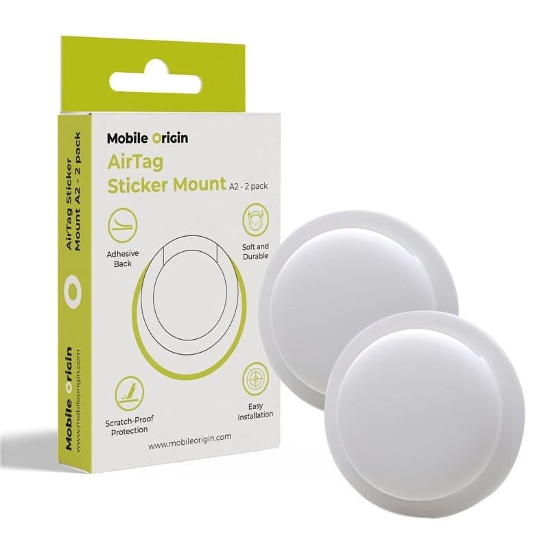 Mobile Origin Silicone AirTag 1. & 2. Gen. Holder with Adhesive Back - 2 pcs. - White