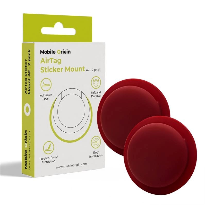 Mobile Origin Silicone AirTag 1. & 2. Gen. Holder with Adhesive Back - 2 pcs. - Red