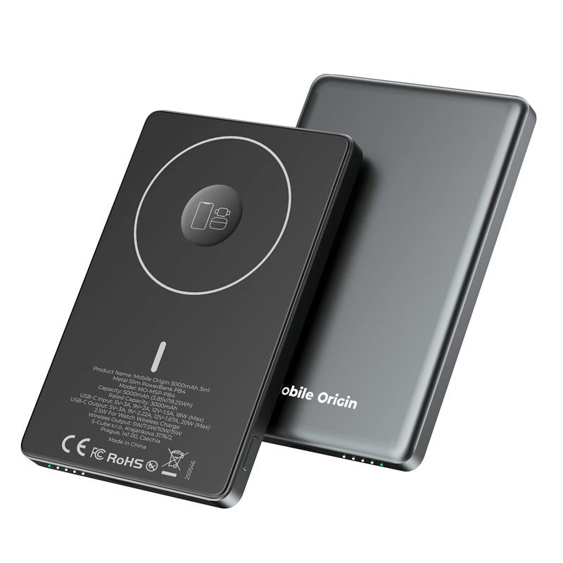 Mobile Origin 3-in-1 Power Bank 5000mAh Slim – w. MagSafe & Fast Charging