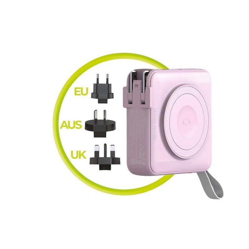 Mobile Origin PowerBank Travel Charger 10.000 mAh – MagSafe Compatible – Pink