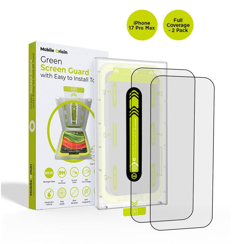 iPhone 17 Pro Max Mobile Origin Screen Guard Screen Protector with Mounting Box - 2 pcs. - Transparent / Black Edge