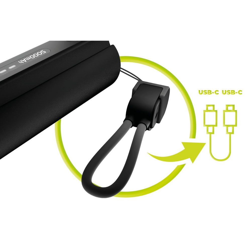 Mobile Origin 5000 mAh PowerBank with Flashlight & USB-C Cable - Black