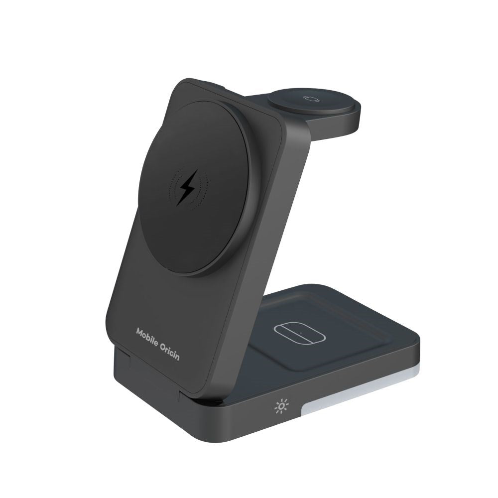 Mobile Origin Wireless Charger for iPhone / AirPods / Apple Watch - Foldable Design - MagSafe Compatible - Black
